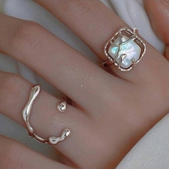 MODCLOTH PEARLESCENT ADJUSTABLE RING SET - Picture 1 of 3